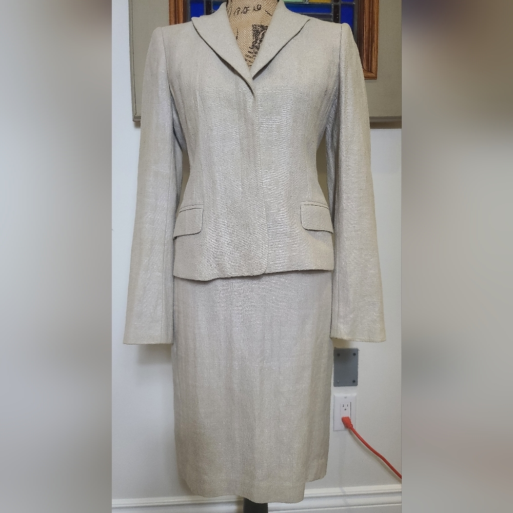 Cotton Blend Ann Taylor Skirt Suit